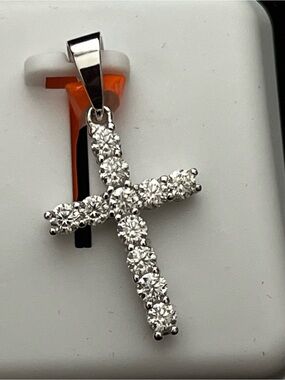 925 Sterling Silver Moissanite Cross Pendant | 0.50 CTW | Faith Charm